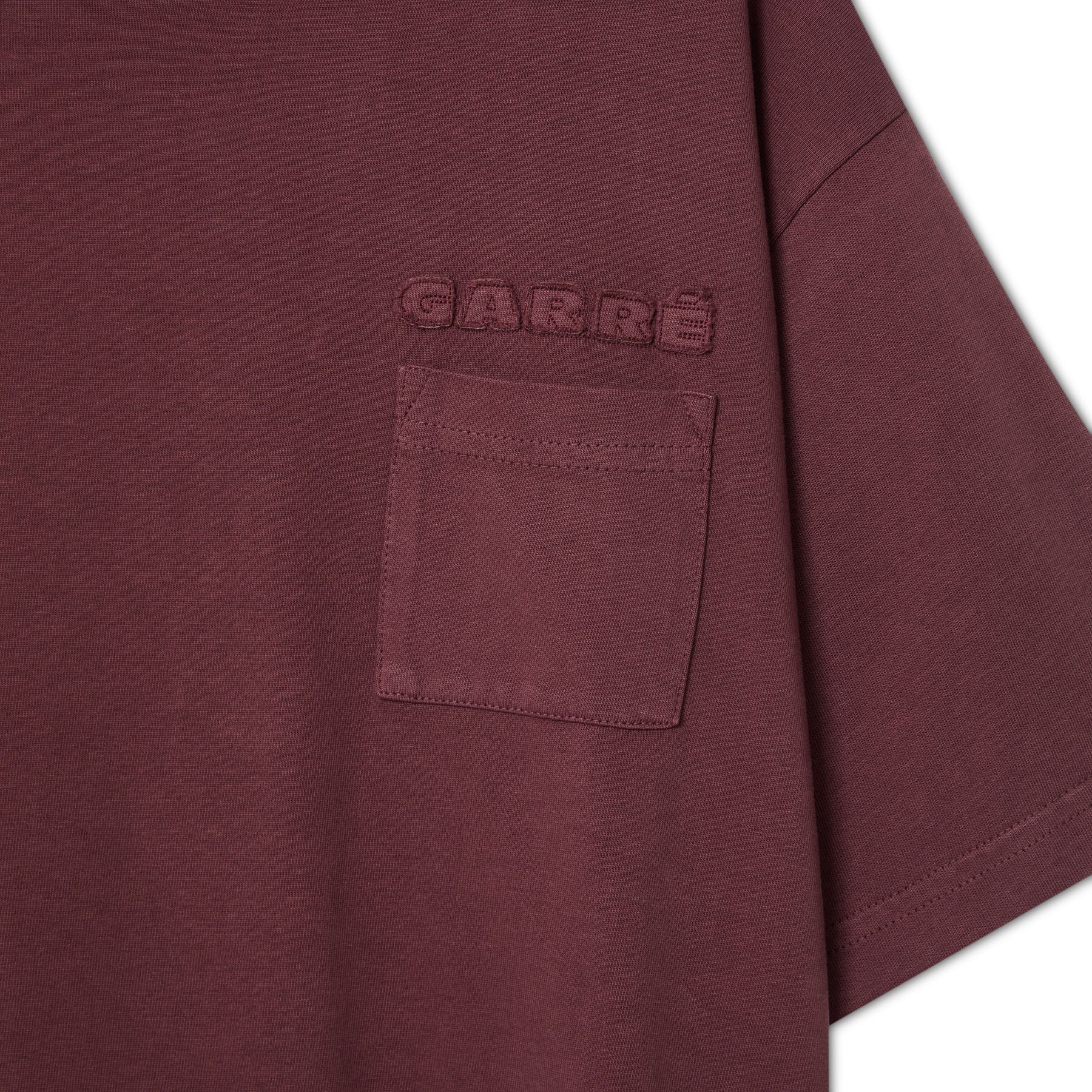 T-Shirt Embroidery Pocket Logo Wine