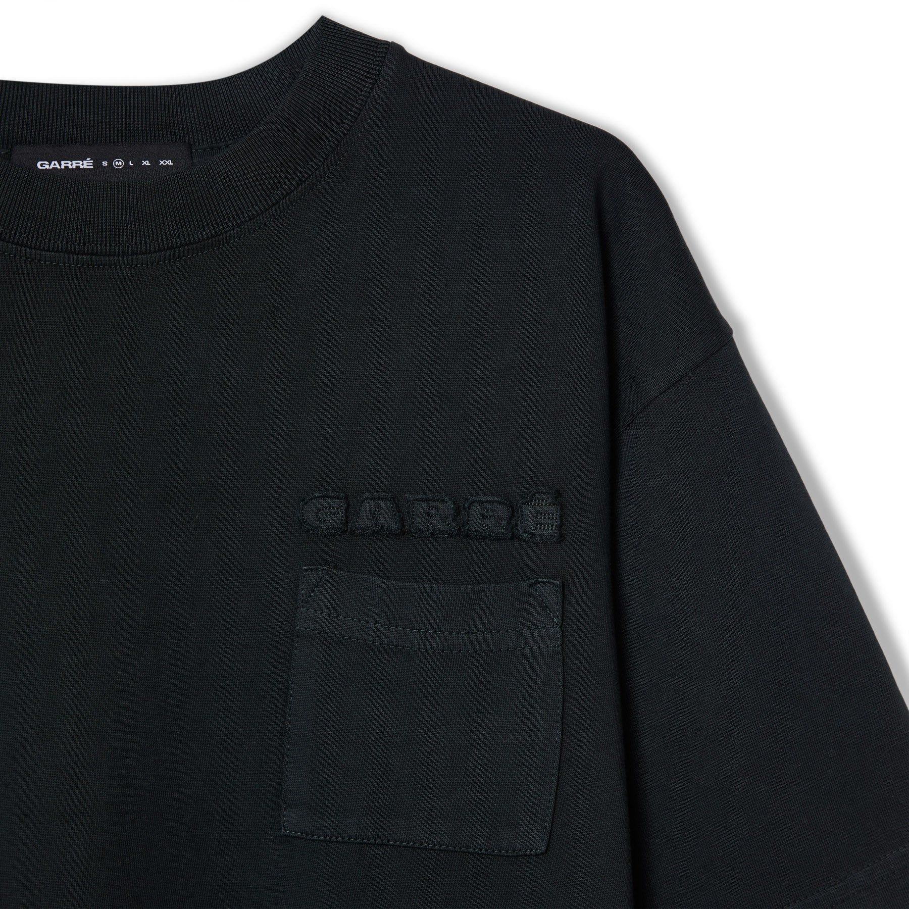 T-Shirt Embroidery Pocket Logo Black