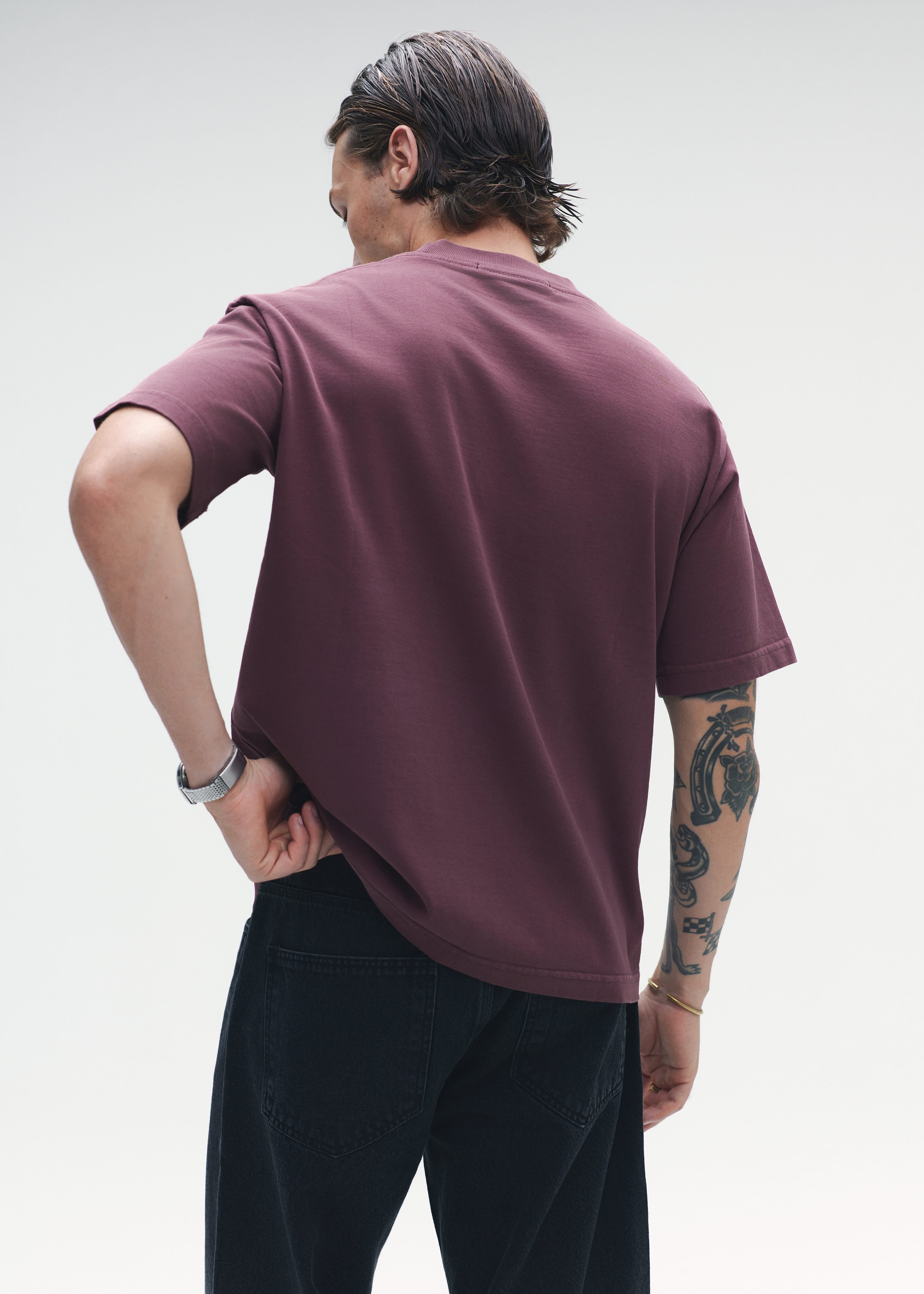T-Shirt Embroidery Pocket Logo Wine