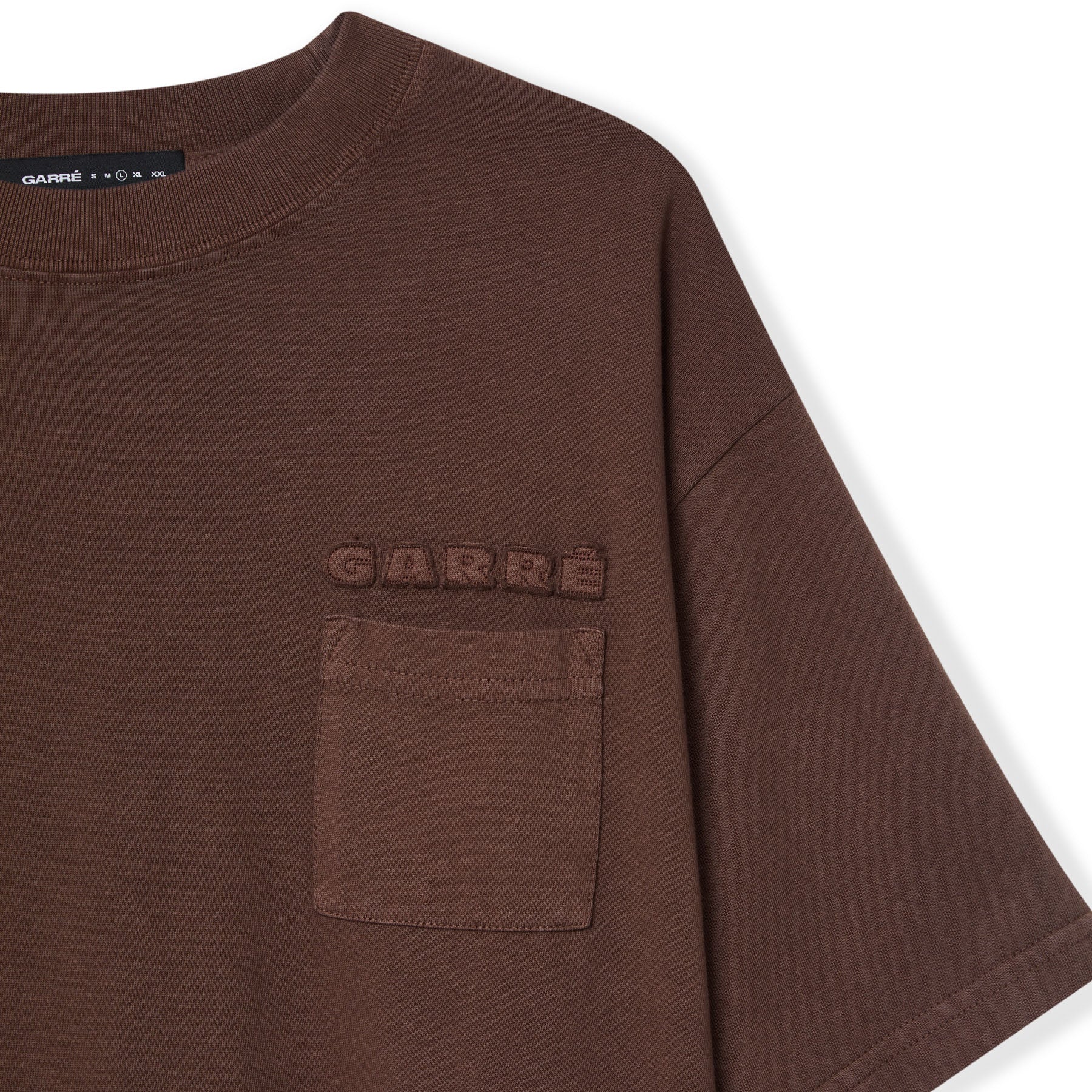 T-Shirt Embroidery Pocket Logo Brown