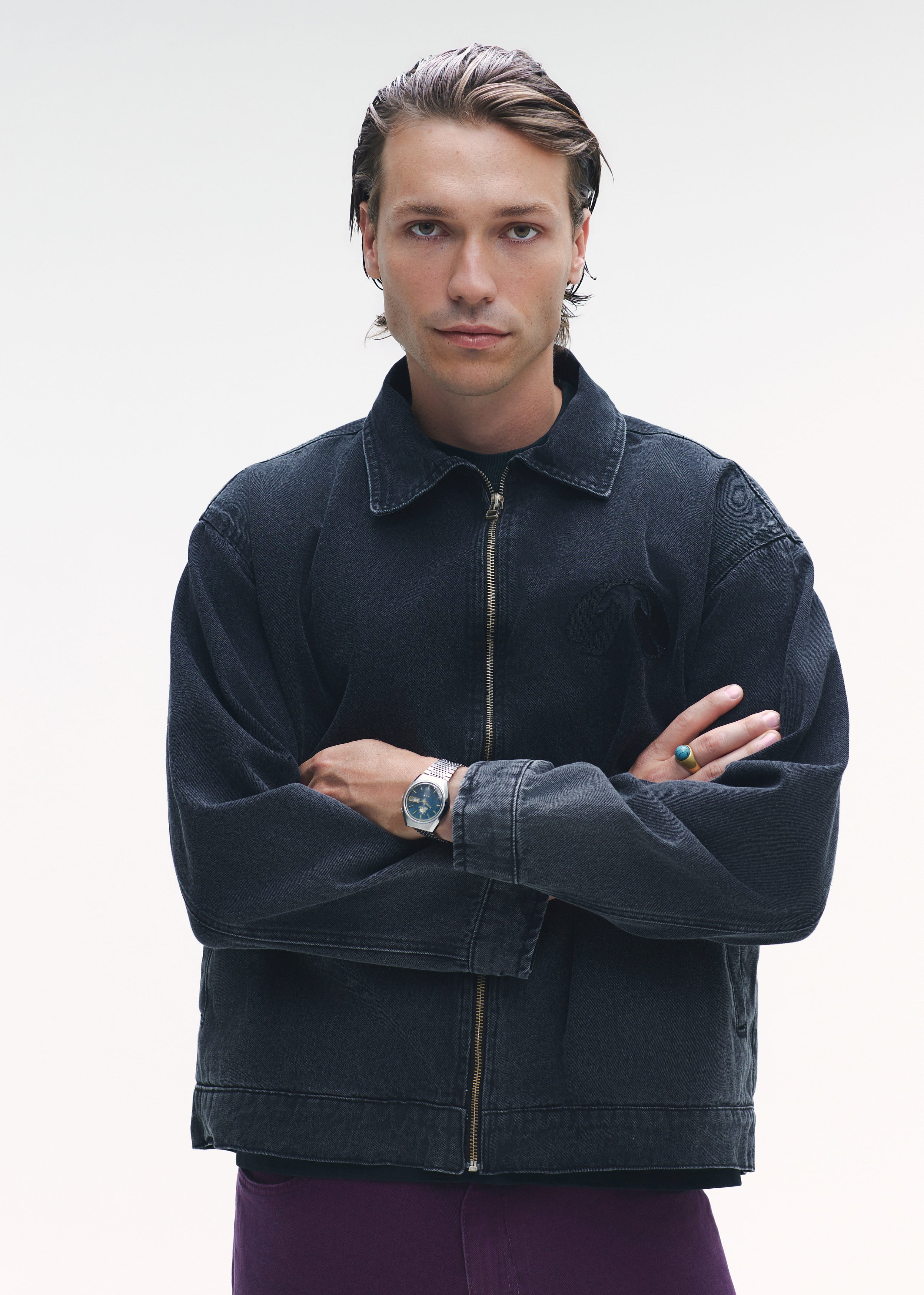 Black Gradient Zip Jacket