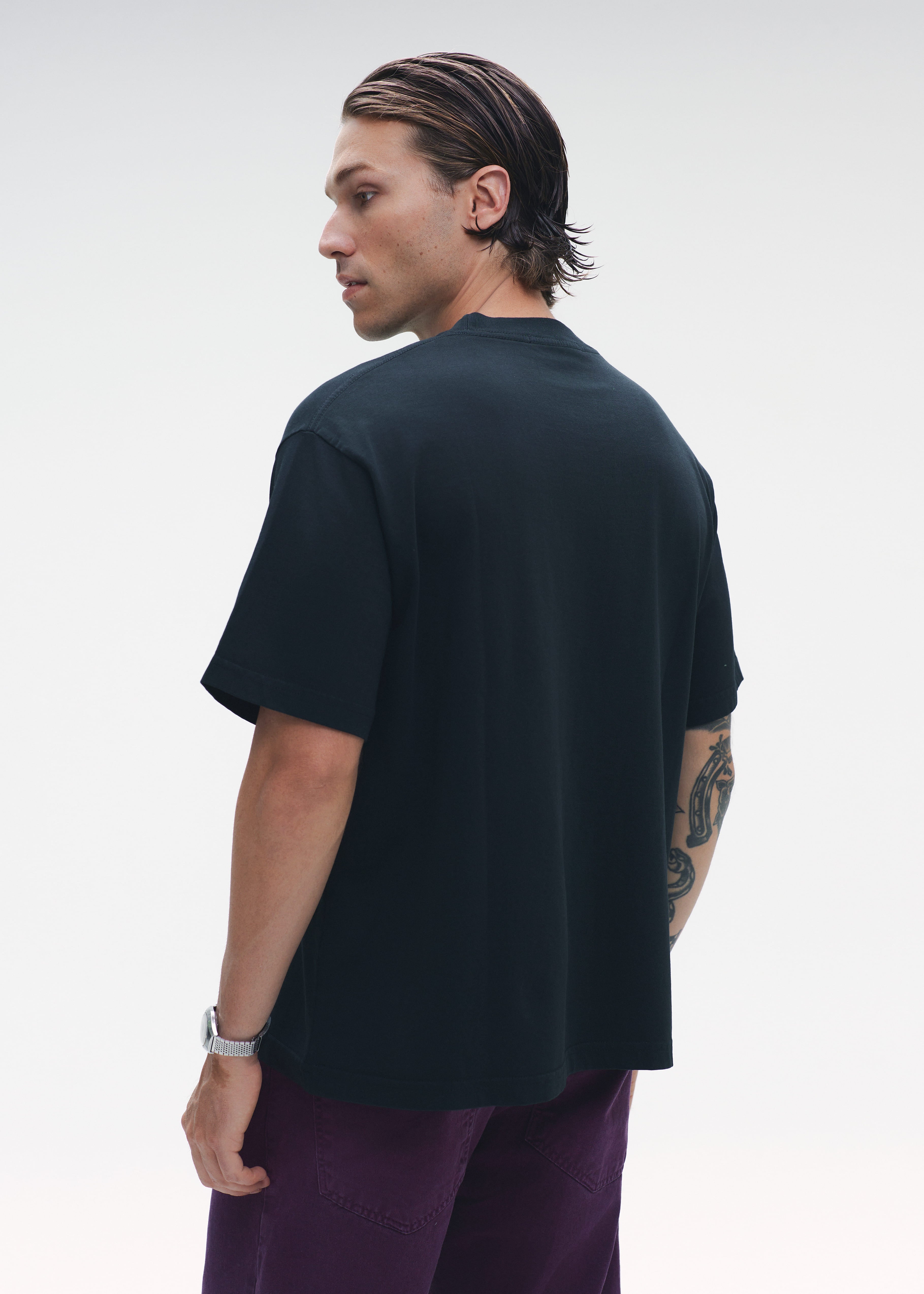 T-Shirt Embroidery Pocket Logo Black