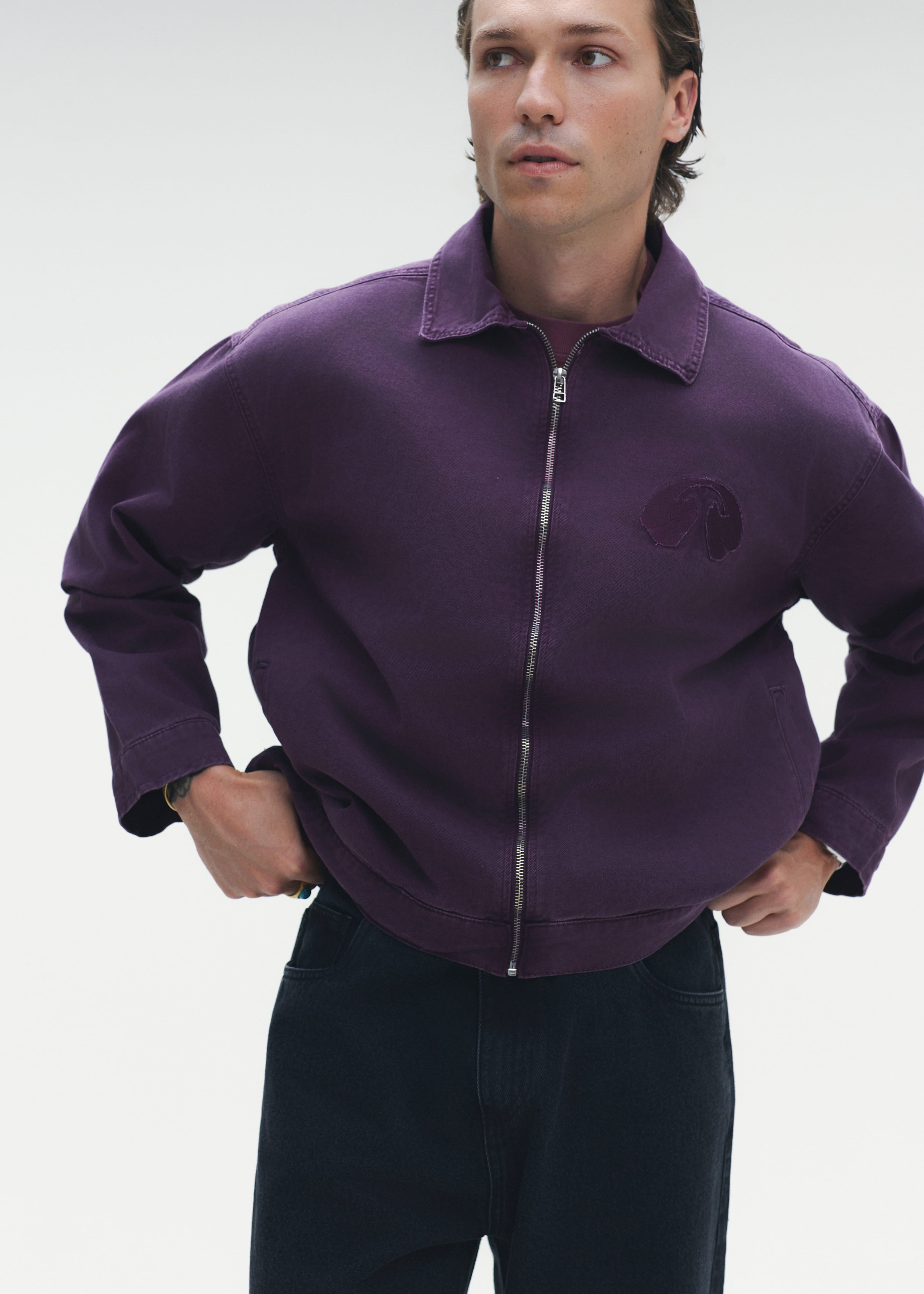 Grape Twill Zip Jacket