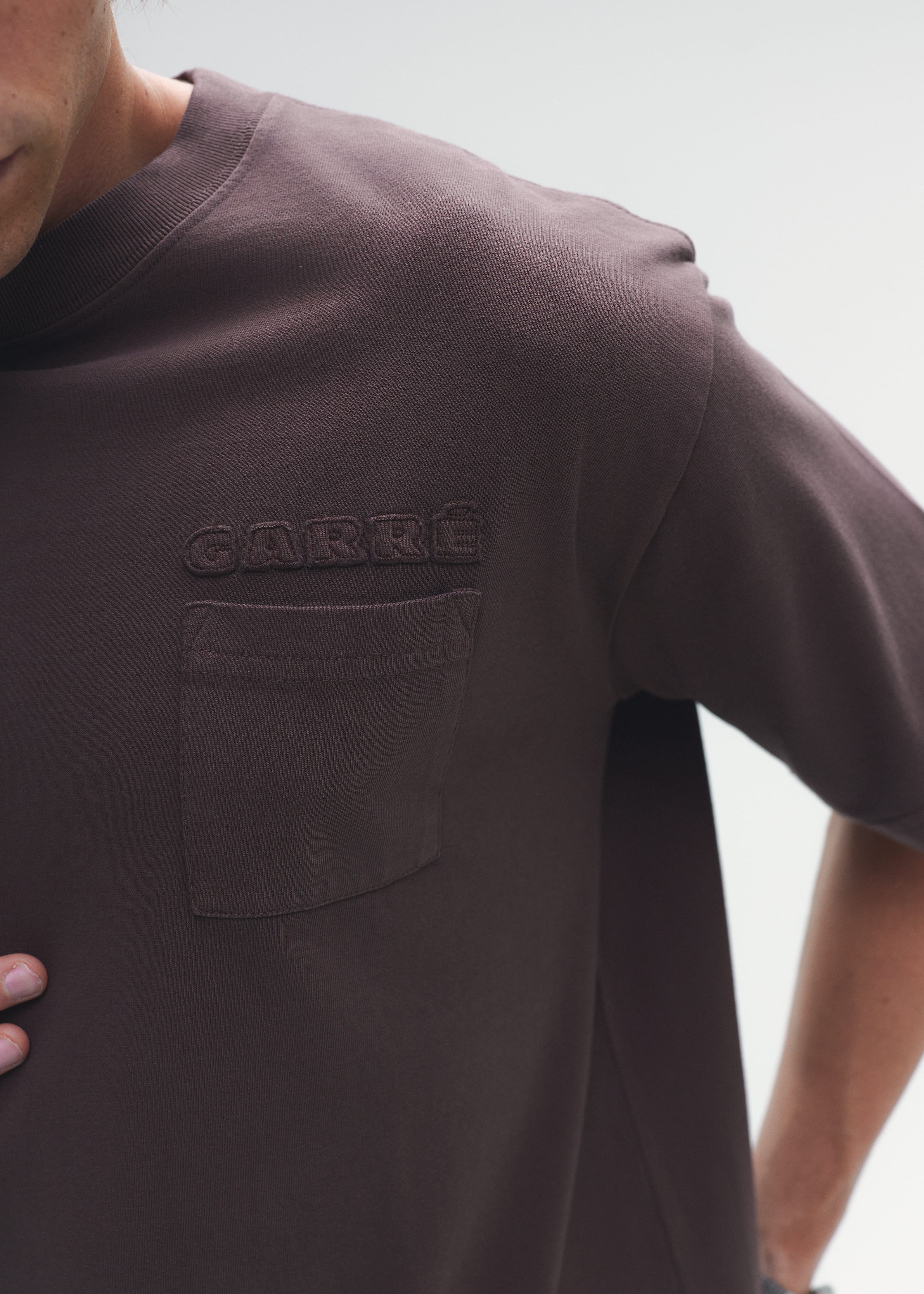 T-Shirt Embroidery Pocket Logo Brown